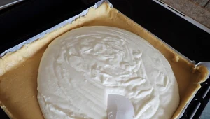 Kremową masę serową należy rozprowadzić na podpieczonym kruchym spodzie