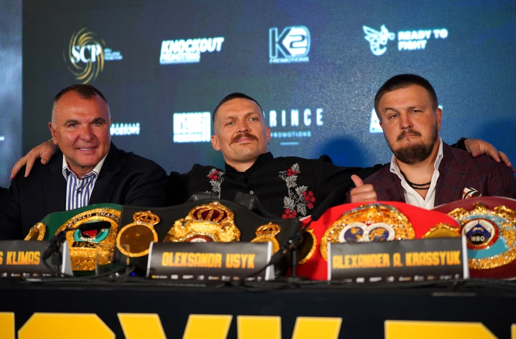 Egis Klimas, Ołeksandr Usyk i Aleksander Krasiuk Egis Klimas, Ołeksandr Usyk i Aleksander Krasiuk