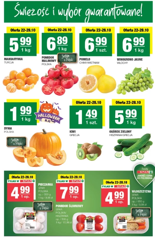 Promocje na świeże owoce i warzywa w sklepie SPAR (22.10–02.11)