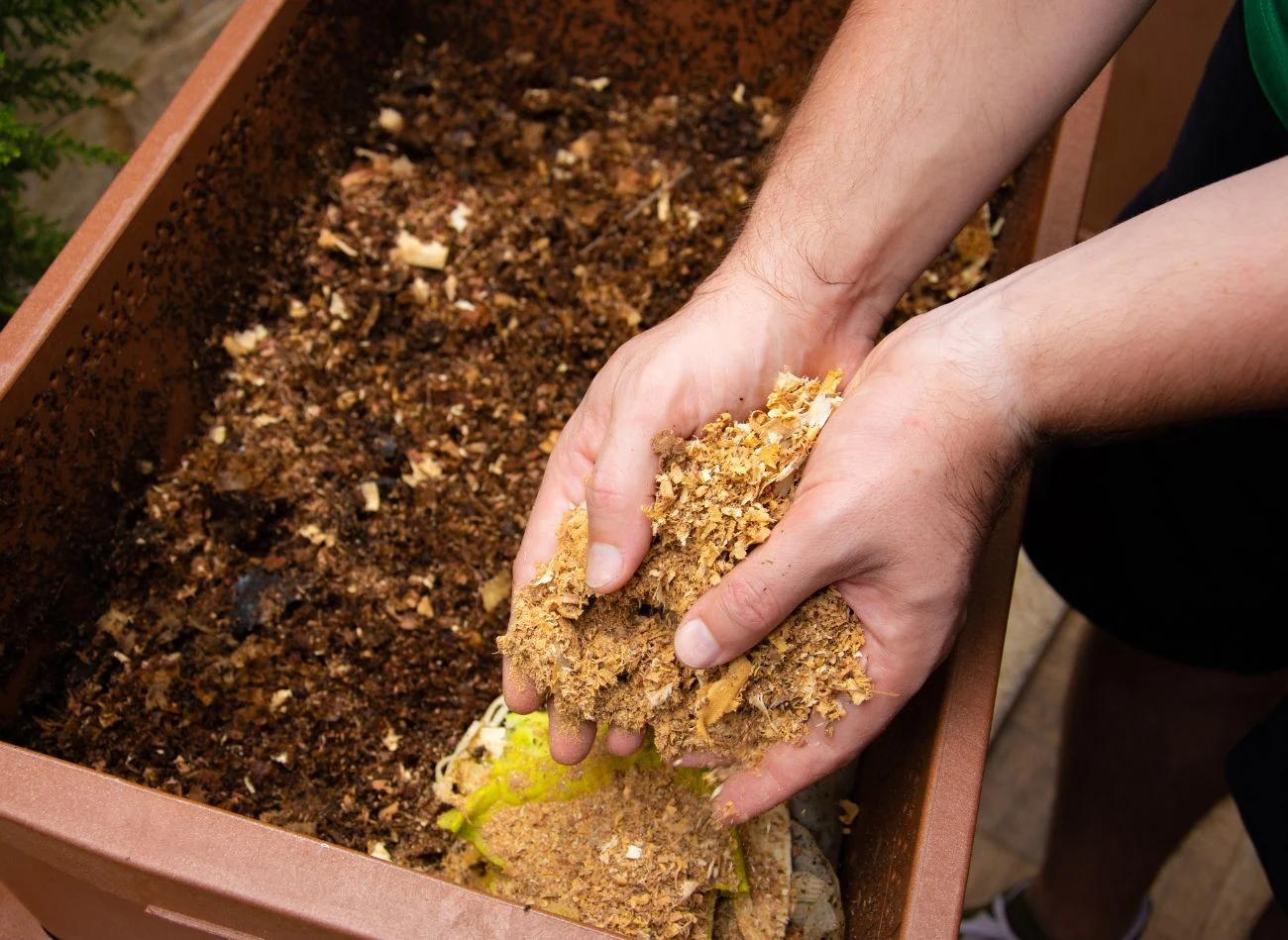 Ziemia okrzemkowa rozsypana na wierzchnią warstwę kompostu pomoże zredukować nieprzyjemne zapachy i odstraszyć muchy