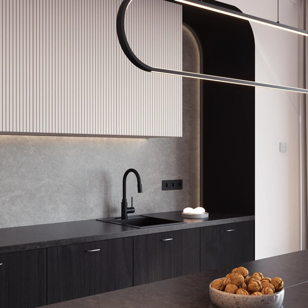 Dla osób, które chcą dodać wnętrzu ciepła, dobrym wyborem będzie połączenie frontów gładkich z ryflowanymi