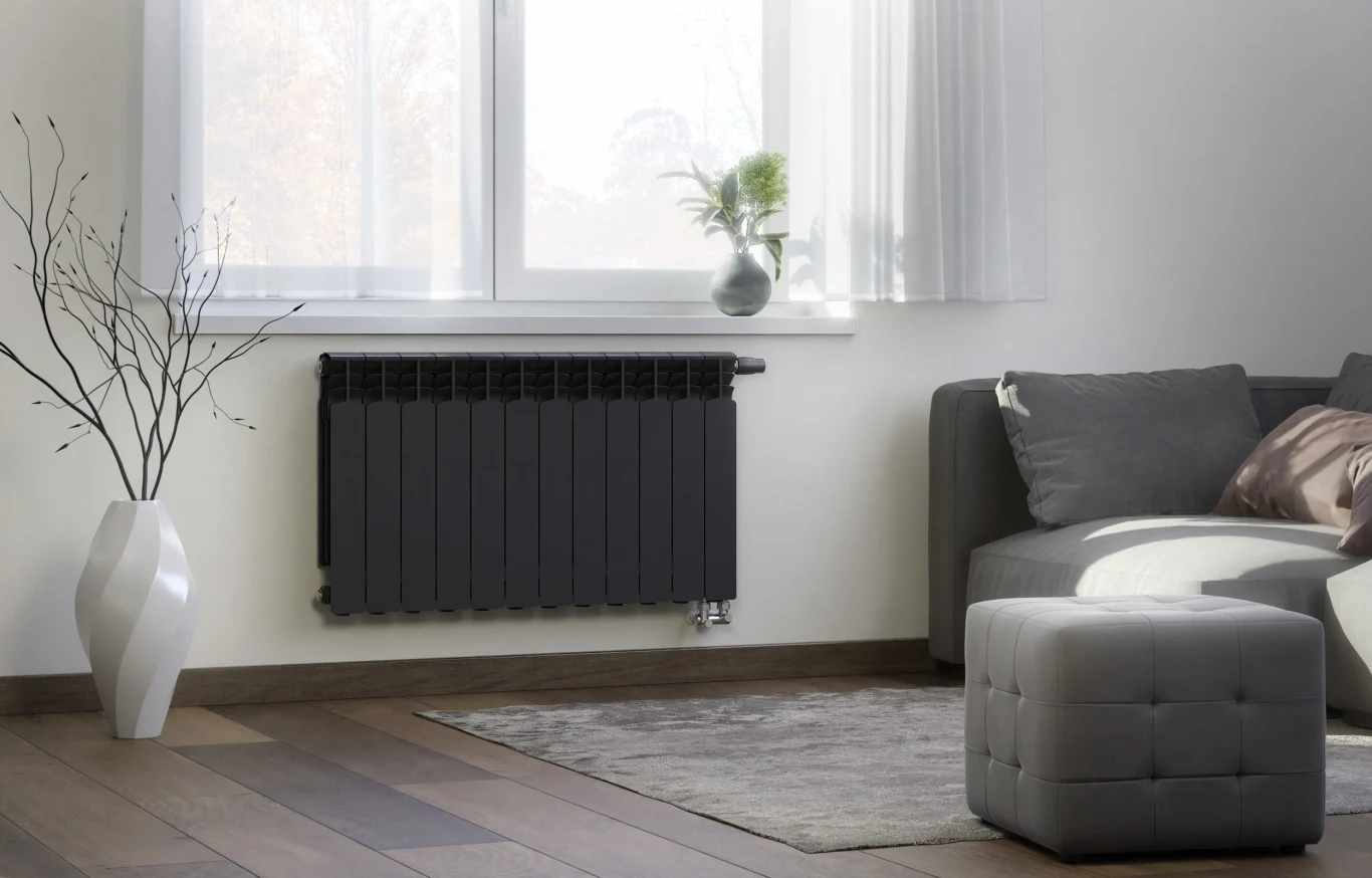 Grzejnik aluminiowy G500F/D z dolnym podłączeniem w kolorze grafitowym