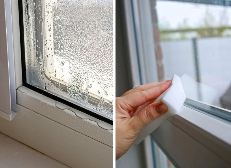 Zbierająca się na oknach woda wymaga regularnego wycierania