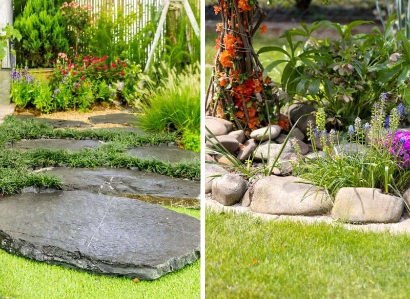 W ogrodach w 2025 najciekawszą dekoracją będą kamienne dodatki: ścieżki, płaskie dekory i nieregularne obrzeża