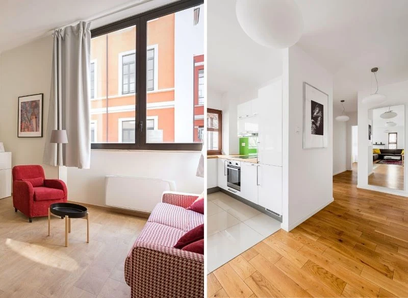 Otwarta przestrzeń bez zbędnych bibelotów, w której dominują jasne kolory, wygodne, ale praktyczne meble oraz przyjemne zarówno w dotyku, jak i dla...