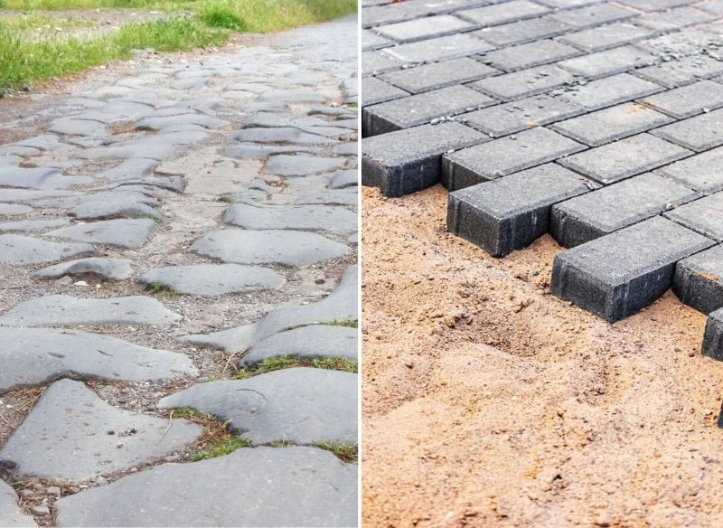 Gdzieniegdzie można jeszcze spotkać się z metodą utwardzania drogi kamieniem