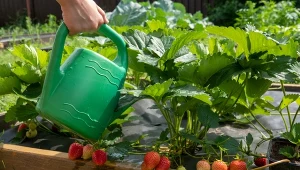 Truskawki mają wysokie zapotrzebowanie na wodę, dlatego sprawdź, jak je podlewać, gdy jest sucho - to pozwoli roślinom przetrwać upały i suszę.