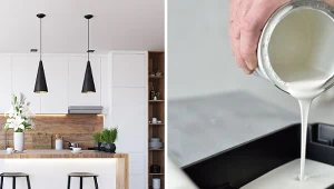 Nowa kuchnia bez dużych wydatków – malowanie ścian na kontrastujący kolor potrafi całkowicie odmienić wygląd pomieszczenia. Możesz też pomalować fronty np. na biało, to ożywi i odświeży każde wnętrze.