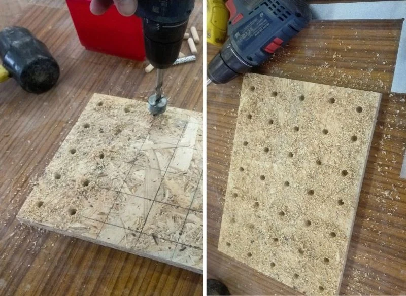 Na naszkicowanej ołówkiem siatce, w punktach stycznych linii wykonaj nawierty pod znaczniki