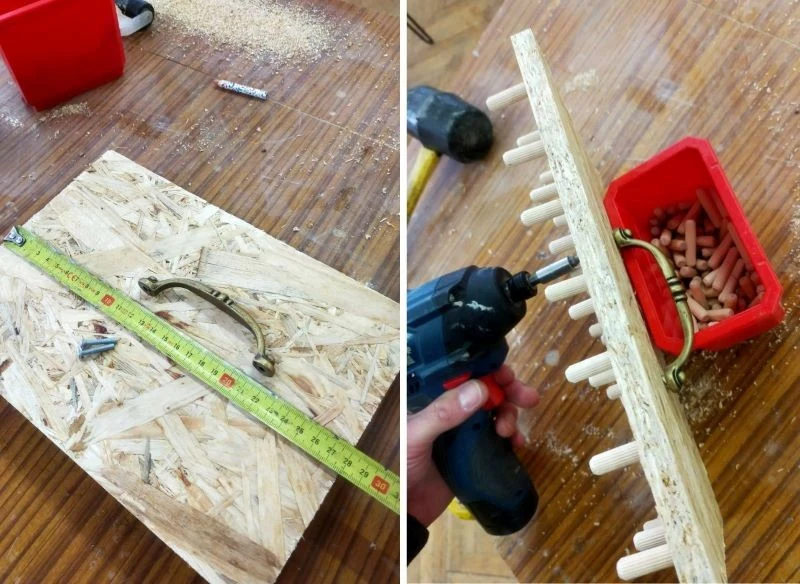 Do gotowej deski ze znacznikami zamocuj uchwyt, który ułatwi ci jej używanie w ogrodzie