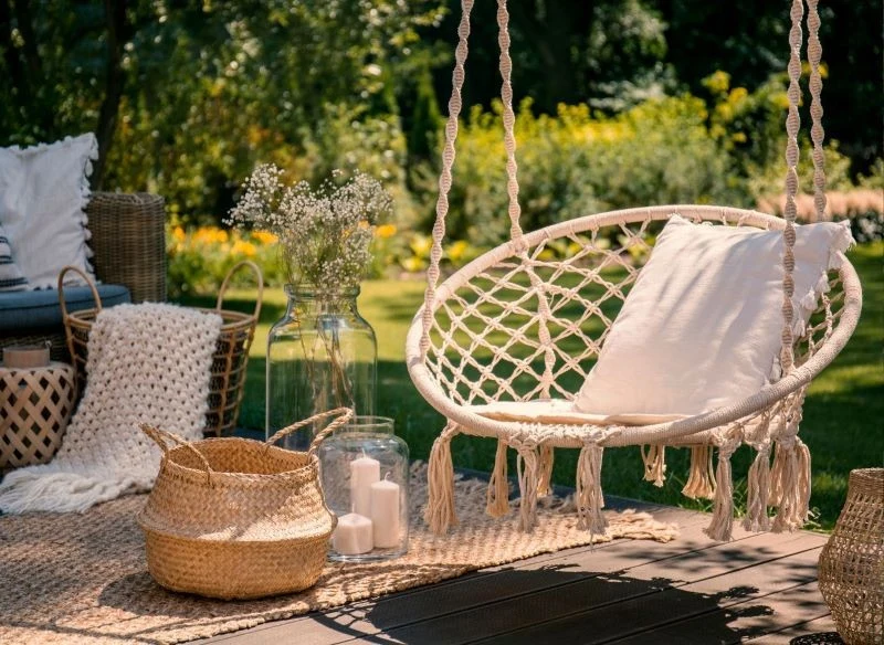 Taras w stylu boho to idealne miejsce do błogiego relaksu