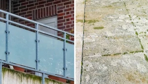 Skąd się bierze mech na balkonie i tarasie? Głównie od wilgoci, jednak wodą z dodatkiem tego proszku możesz go skutecznie pokonać. Fot. CanvaPro