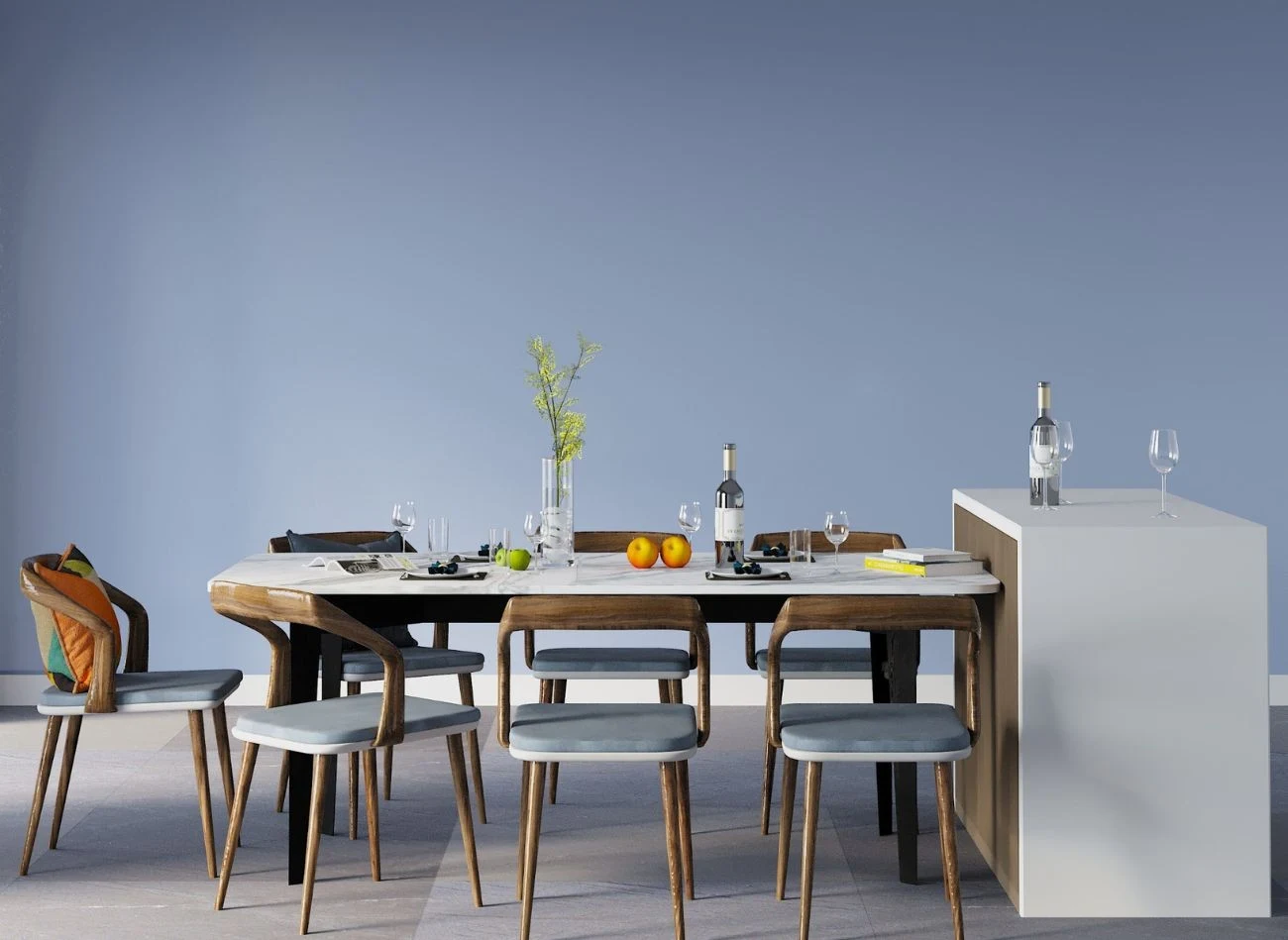 Chłodny i elegancji szary odcień błękitu do minimalistycznych wnętrz