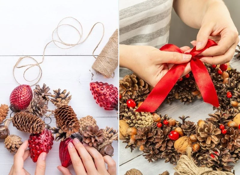 Świąteczne girlandy i wieńce to ciekawe pomysły na wykorzystanie szyszek