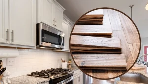 Drewniana podłoga odznacza się trwałością i długowiecznością – sprawdź, dlaczego jeszcze pasuje do kuchni.