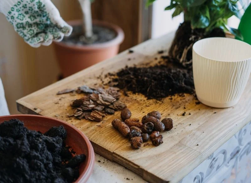 Podczas przesadzania rośliny doniczkowej pamiętajmy o warstwie drenażowej