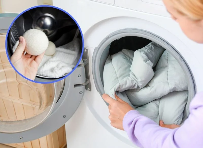 Wrzuć piłkę tenisową lub inną twardą piłeczkę do pralki – puch pozostanie sprężysty