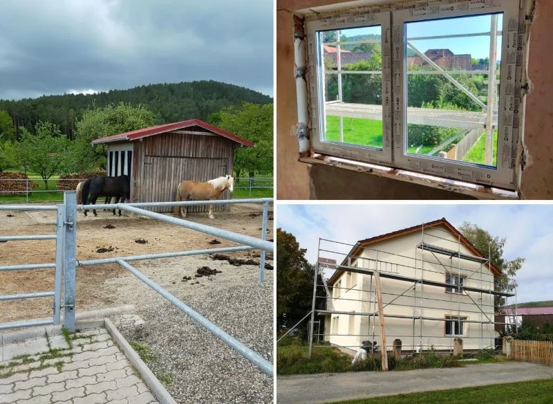 Leśne, pagórkowate tereny wokół nieruchomości oraz stadnina konna