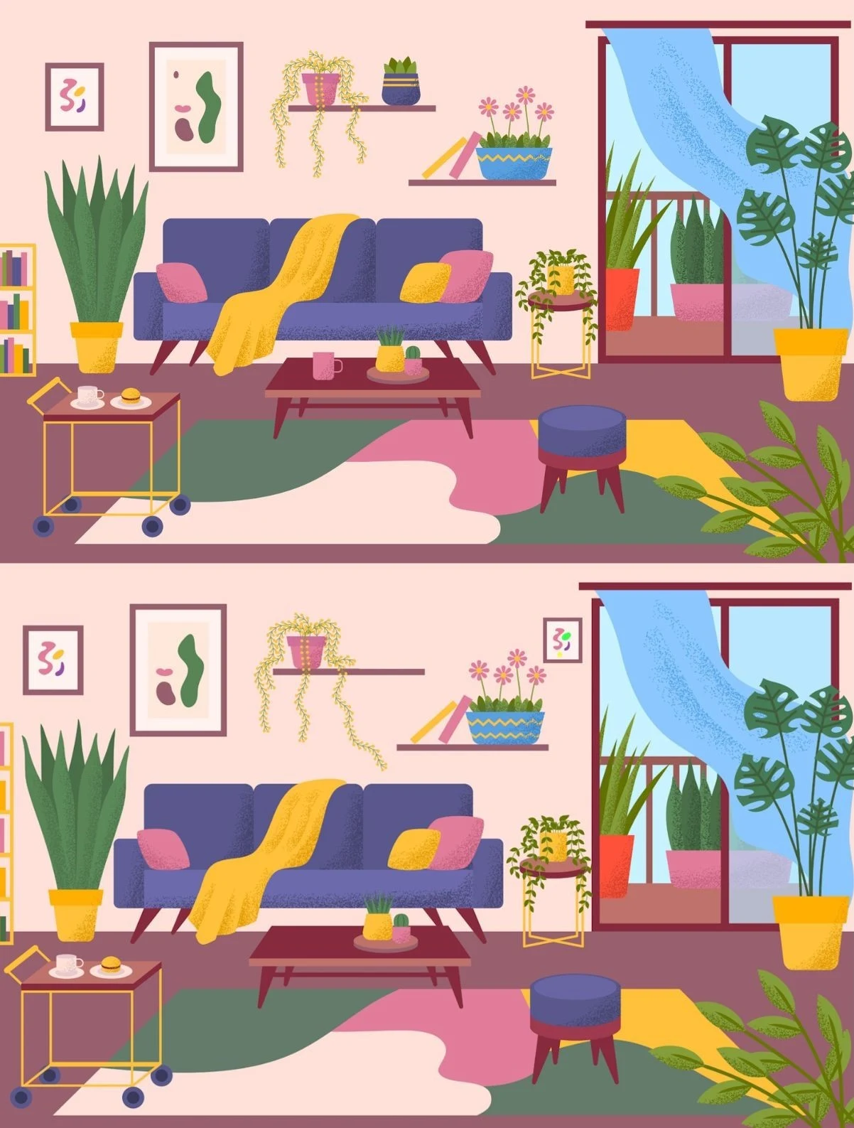 Znajdź 6 różnic w salonie