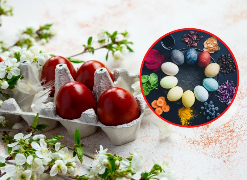 Jajka możemy zafarbować przy pomocy naturalnych barwników występujących w produktach spożywczych