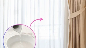 Trikiem, który może pomóc uniknąć zagnieceń, jest złożenie firanki w kostkę przed praniem.