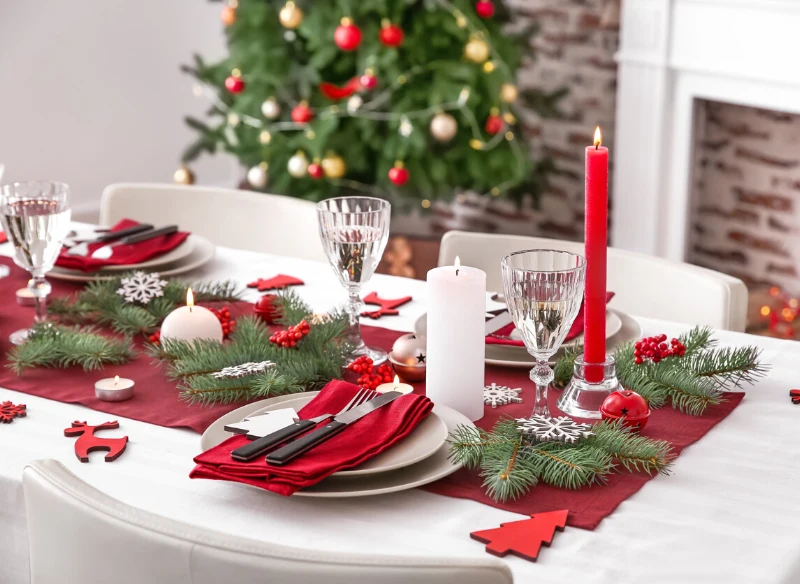 Na Wigilię do nakrycia stołu możesz wykorzystać świąteczne ozdoby, np