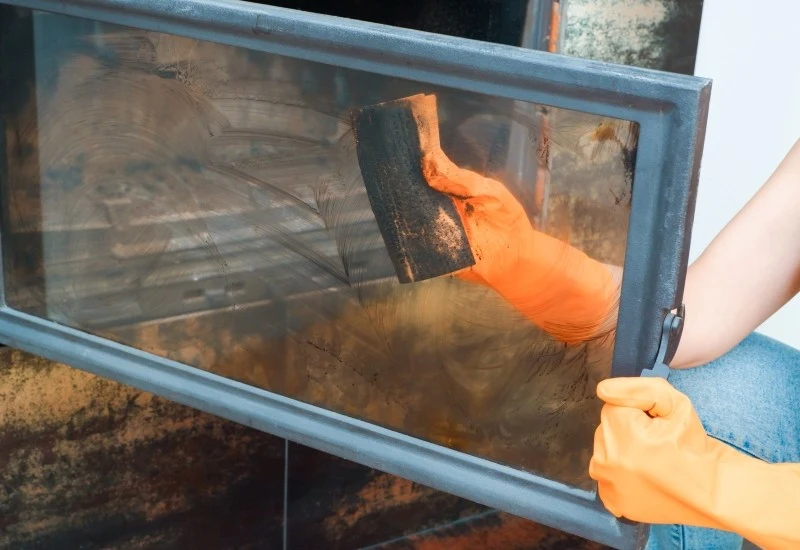 czyszczenie szyby kominka