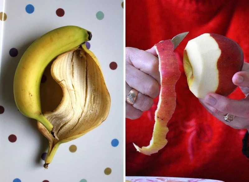 Skórki z bananów i obierki z jabłek można wykorzystać na wiele sposobów