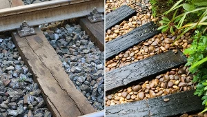 Podobają ci się aranżacje z wykorzystaniem podkładów kolejowych? Pamiętaj, że elementy te mogą zawierać substancje szkodliwe dla ogrodu i twojej rodziny.