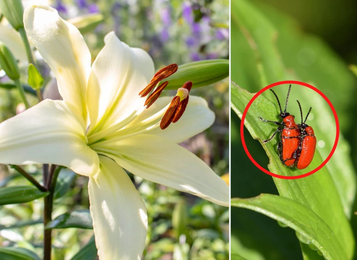 Czerwone robaki na liliach są bardzo trudne do zwalczania ze względu na swoje różne fazy rozwoju