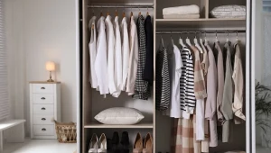 Montując drążki w garderobie, pamiętaj o tym, aby rozmieścić je na różnej wysokości