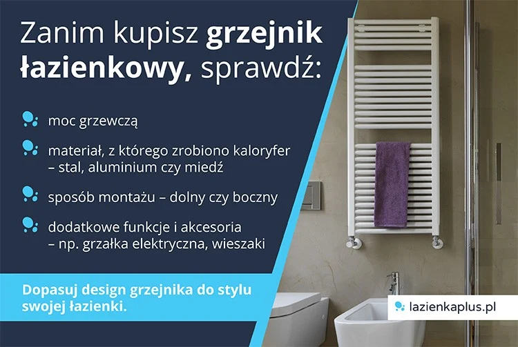 Zanim kupisz grzejnik łazienkowy, sprawdź - infografika