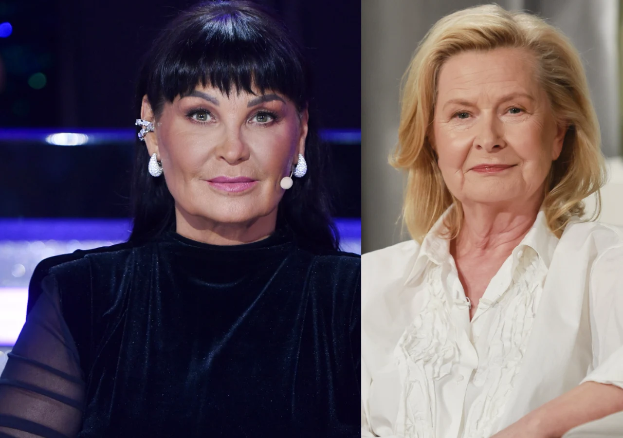 Iwona Pavlović, Barbara Bursztynowicz Dwie dojrzałe kobiety ujęte na portretowych fotografiach, jedna o ciemnych włosach z grzywką oraz efektowną biżuterią, druga z jasnymi włosami i delikatnym makijażem, obie w eleganckich stylizacjach.