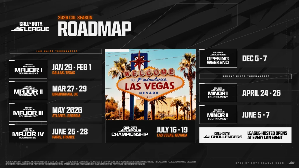 Call of Duty League - roadmapa