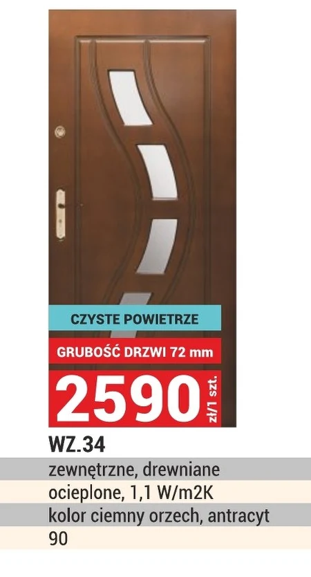 Drzwi zewnętrzne Orzech