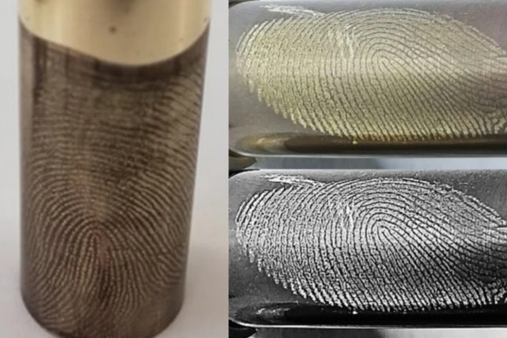 Naukowcy opracowali innowacyjną metodę odzyskiwania odcisków palców z łusek wystrzelonej amunicji. Naukowcy opracowali innowacyjną metodę odzyskiwania odcisków palców z łusek wystrzelonej amunicji.