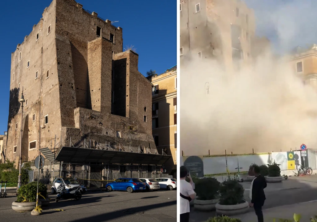 Częściowe zawalenie Torre dei Conti. Upadł fragment jednej z najstarszych wież Wiecznego Miasta Częściowe zawalenie Torre dei Conti. Upadł fragment jednej z najstarszych wież Wiecznego Miasta