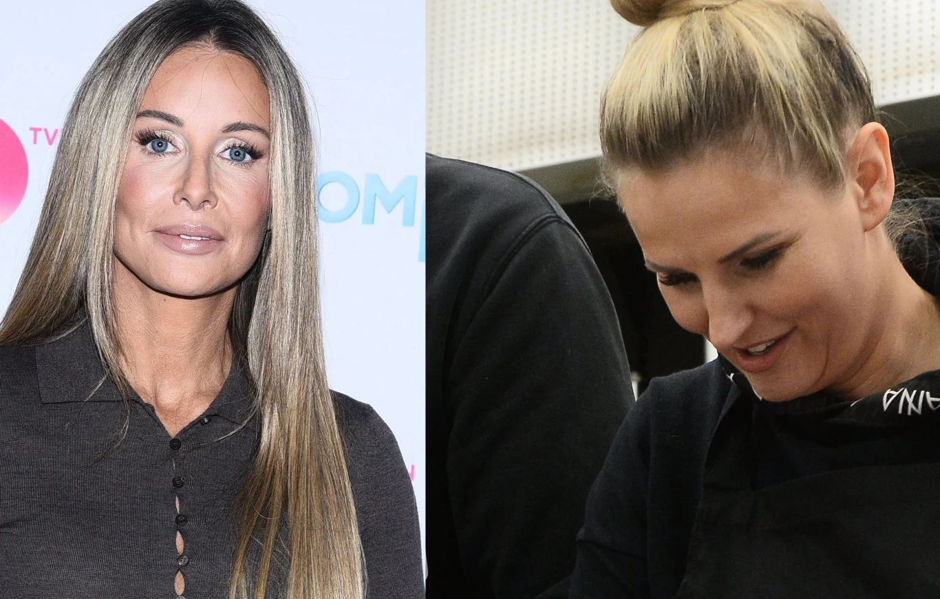 Małgorzata Rozenek-Majdan, Dominika Tajner Dwie kobiety, jedna stoi na tle ściany z nadrukiem i patrzy w obiektyw, druga zajęta jest czynnością, patrzy w dół i nie spogląda na aparat.