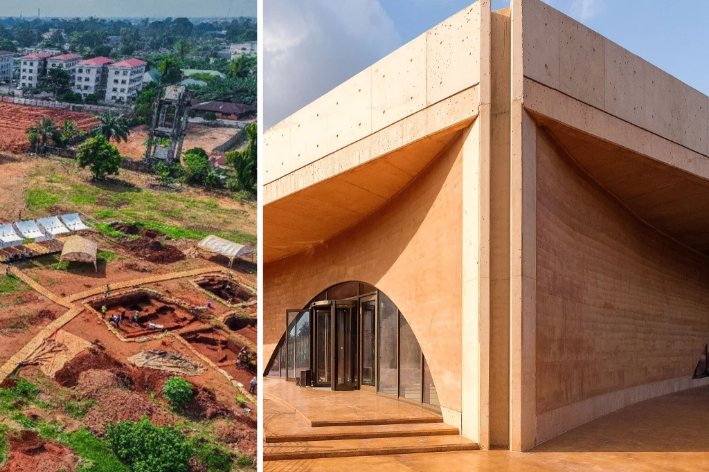 Budowę obiektów Muzeum Sztuki Afryki Zachodniej (na zdj. po prawej) poprzedziły wykopaliska archeologiczne. Odkryto ślady dawnego królestwa. Budowę obiektów Muzeum Sztuki Afryki Zachodniej (na zdj. po prawej) poprzedziły wykopaliska archeologiczne. Odkryto ślady dawnego królestwa.