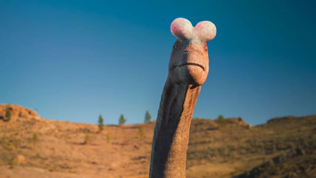 Lusotytan - jeden z największych dinozaurów Europy. Kadr z filmu BBC "Wędrówki z dinozaurami" Lusotytan - jeden z największych dinozaurów Europy. Kadr z filmu BBC "Wędrówki z dinozaurami"