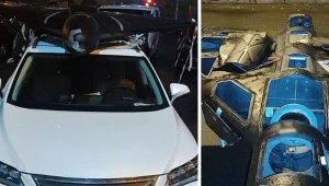 Przewoził rosyjski dron na dachu samochodu. Kierowca zatrzymany w Kijowie