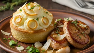 Prosto, ale z klasą, czyli indyk w kolagenowym bulionie – z kruchą tartą ziemniaczaną podany. Przepis Jurka Sobieniaka