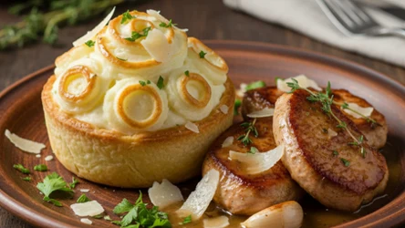 ​Prosto, ale z klasą, czyli indyk w kolagenowym bulionie – z kruchą tartą ziemniaczaną podany. Przepis Jurka Sobieniaka