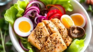 Sałatka z chrupiącym kurczakiem w sezamowej panierce według Bogumiła Przybylaka