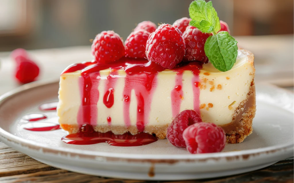 Sernik na kruchym spodzie z sosem malinowym. Z tego przepisu zawsze wychodzi