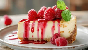 Sernik na kruchym spodzie z dodatkiem sosu malinowego. Z przepisu Karoliny Stolarskiej-Bigos zawsze wychodzi