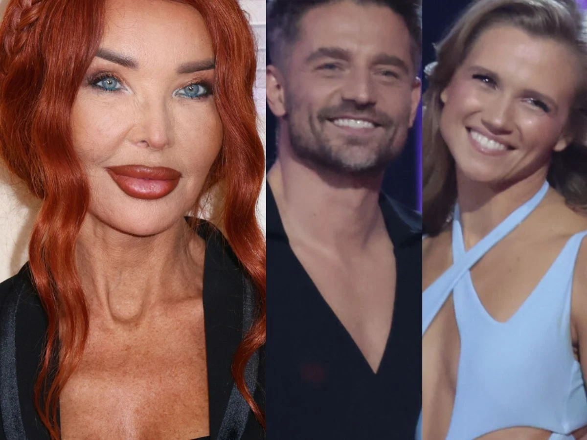 Ewa Minge, Marcin Rogacewicz, Agnieszka Kaczorowska Trzy osoby sfotografowane na różnych tłach, pierwsza z rudymi włosami, wyrazistym makijażem i jasnoniebieskimi oczami, dwie pozostałe uśmiechnięte o jasnej karnacji, ubrani w eleganckie, wieczorowe stroje.