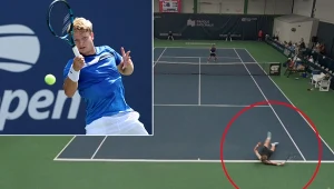 Końcówka meczu o półfinał ATP, Polak padł na plecy. 5 minut później "1" za burtą