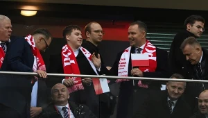 Prezydent Karol Nawrocki z synem Antonim na trybunach Stadionu Narodowego