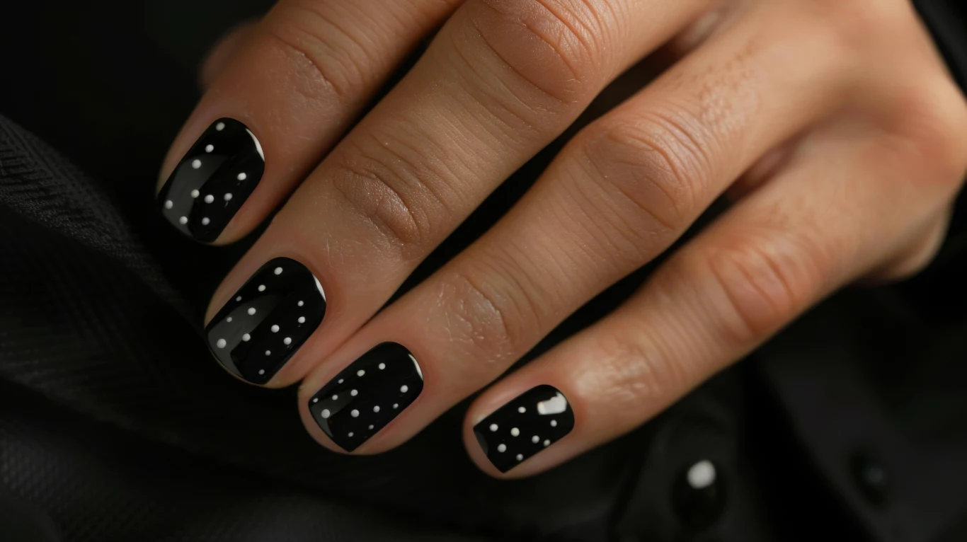 Pearl polka dots to interesujący wybór na zimowy manicure 